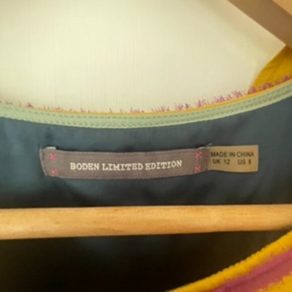 Boden Limited Edition Color Block Silk Peter Pan collar twee Dress Size 8 - Picture 3 of 8
